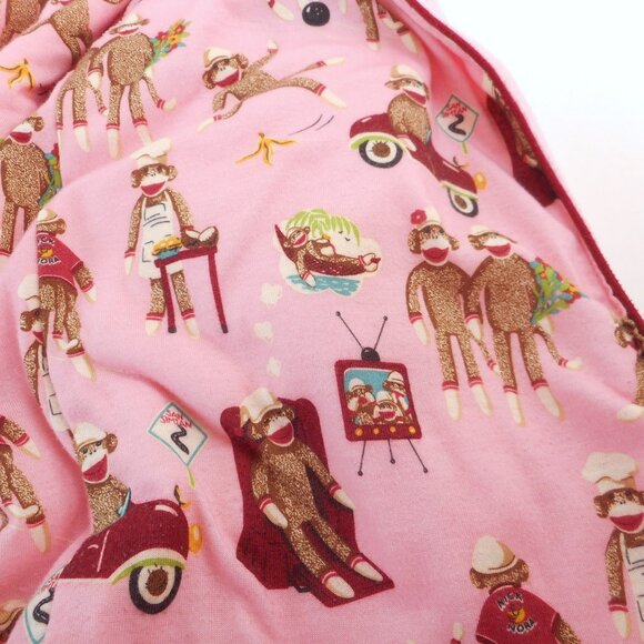 Nick and Nora Toddler Girls Size 3T Pink Sock Monkey Hooded Fleece Robe Belted - Picture 8 of 11